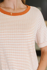 Hazel Blues® |  Sunbeam Shuffle Banded Round Neck Top in Orange
