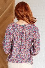 Hazel Blues® |  Sunday Brunch Blouse in Denim Floral