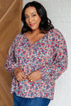 Hazel Blues® |  Sunday Brunch Blouse in Denim Floral