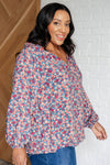 Hazel Blues® |  Sunday Brunch Blouse in Denim Floral