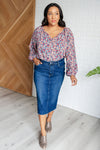 Hazel Blues® |  Sunday Brunch Blouse in Denim Floral
