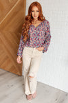 Hazel Blues® |  Sunday Brunch Blouse in Denim Floral