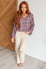 Hazel Blues® |  Sunday Brunch Blouse in Denim Floral