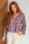 Hazel Blues® |  Sunday Brunch Blouse in Denim Floral