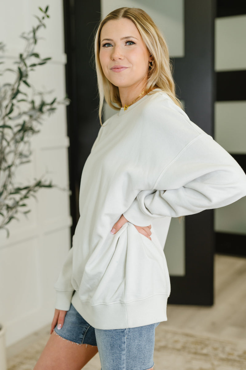 Hazel Blues® |  Sunday Snug Relaxed Pullover in Bone