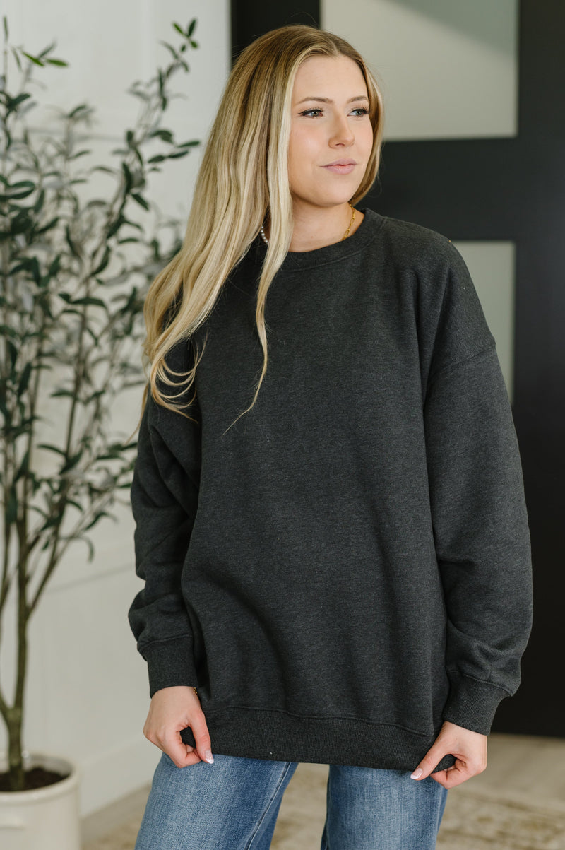 Hazel Blues® |  Sunday Snug Relaxed Pullover in Charcoal