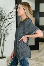 Hazel Blues® |  Sunday's Bestie Mineral Wash Top in Ash Black