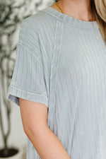 Hazel Blues® |  Sunday's Bestie Mineral Wash Top in Light Grey