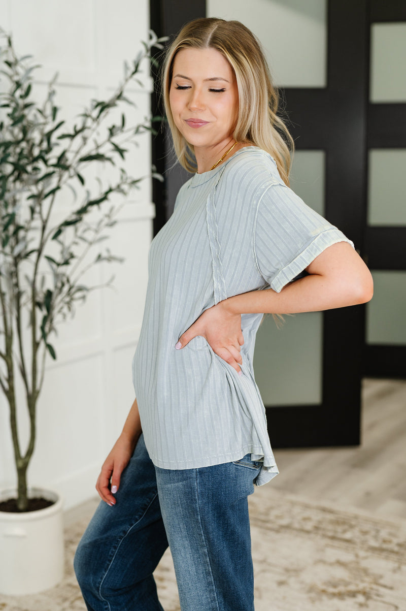 Hazel Blues® |  Sunday's Bestie Mineral Wash Top in Light Grey