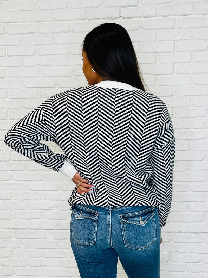 Hazel Blues® |  Super Secret Chevron Sweater