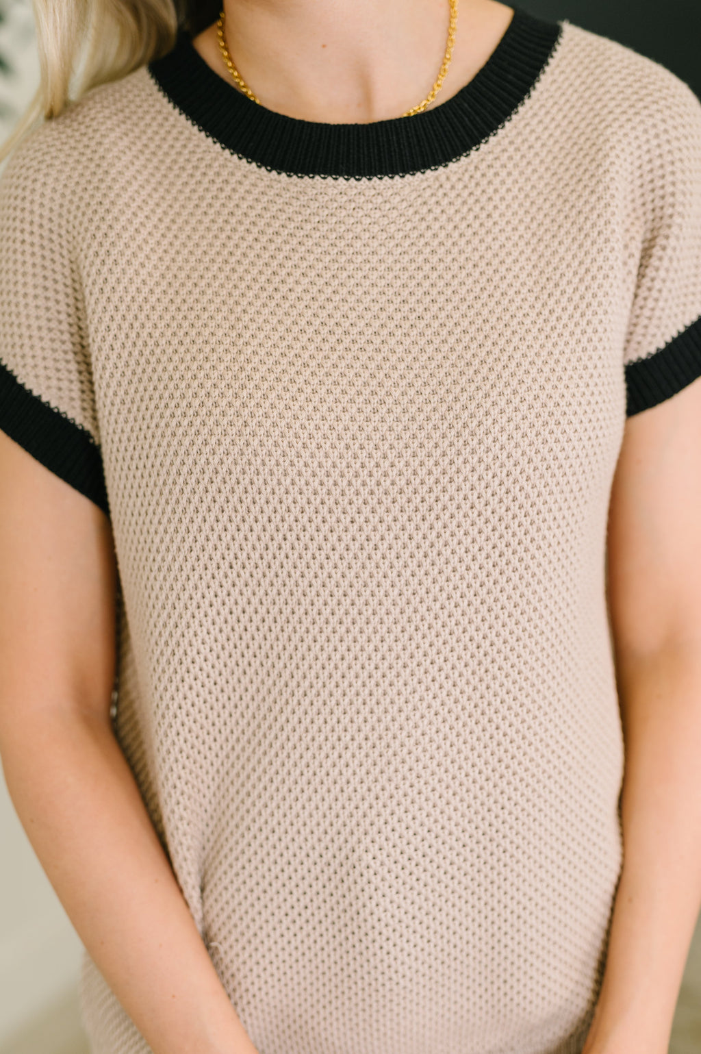 Hazel Blues® |  Sure Seems Sweet Contrast Trim Sleeveless Sweater