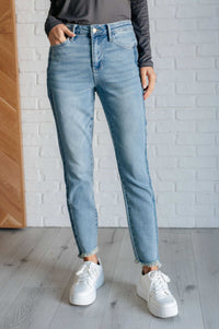 Hazel Blues® |  Susan High Rise Side Panel Detail Slim Jeans