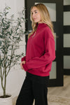 Sweater Weather Half Zip High Neck Pullover in Cabernet