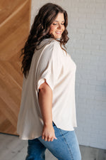 Hazel Blues® |  Sweet Simplicity Button Down Blouse in Oatmeal