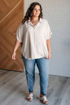 Hazel Blues® |  Sweet Simplicity Button Down Blouse in Oatmeal