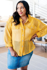 Hazel Blues® |  Sweeter Than Nectar Lace Button Down in Honey