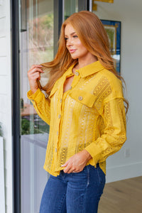 Hazel Blues® |  Sweeter Than Nectar Lace Button Down in Honey