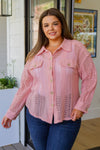 Hazel Blues® |  Sweeter Than Nectar Lace Button Down in Rose