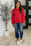Hazel Blues® |  Sweet with a Side Eye Drop Shoulder Pullover in True Red