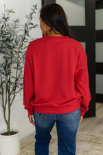 Hazel Blues® |  Sweet with a Side Eye Drop Shoulder Pullover in True Red