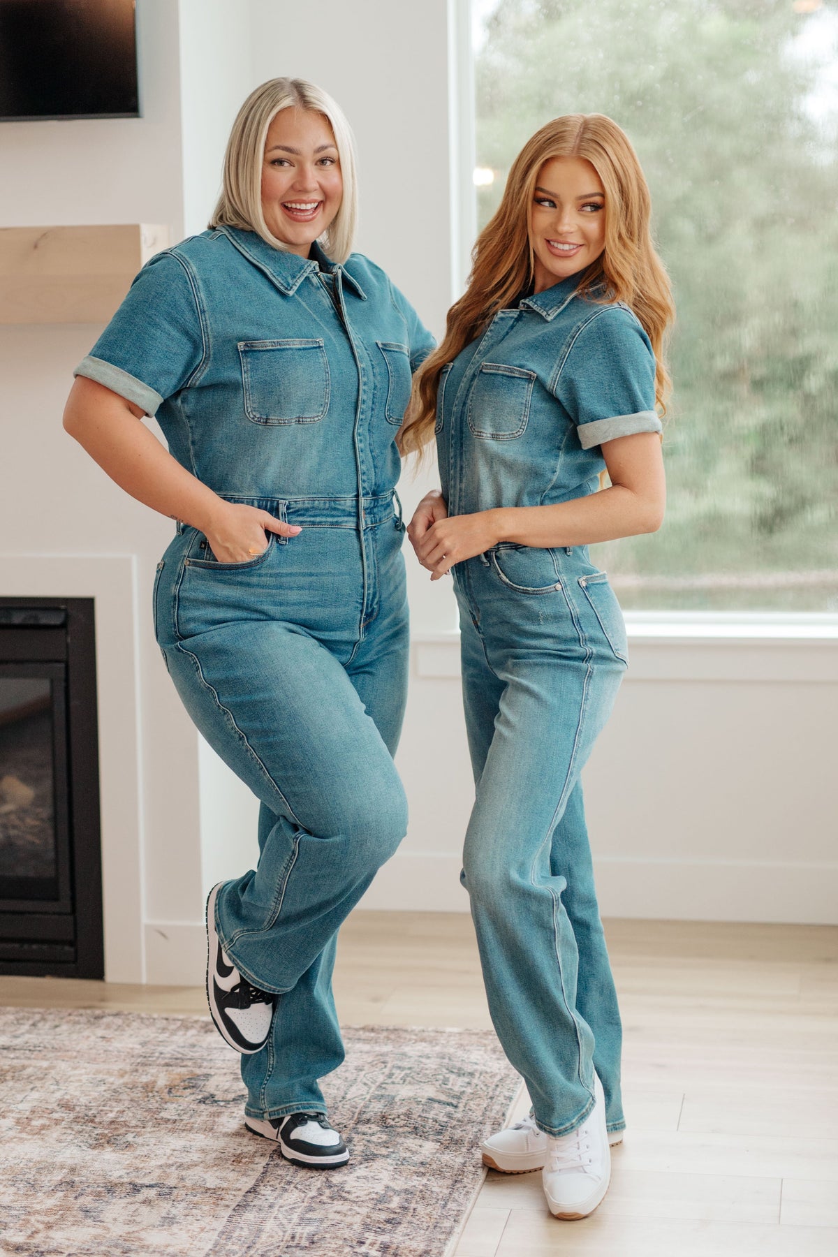 Hazel Blues® |  Sylvia Short Sleeve Denim Jumpsuit