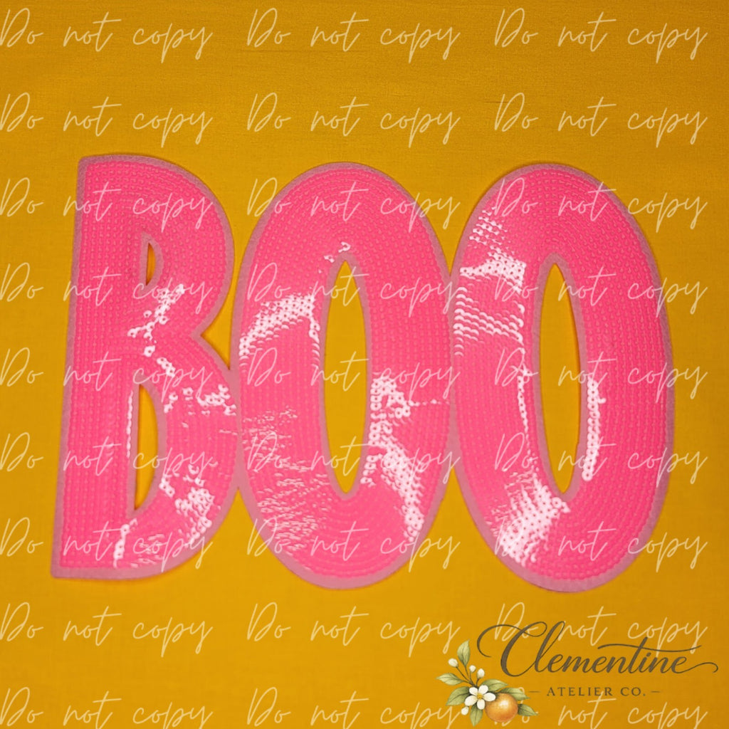 Boo Pink Pattern Sequin Iron-on Patch