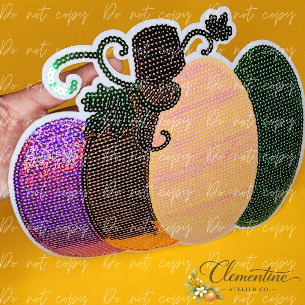 Multicolor Pumpkin Sequin Iron-on Patch
