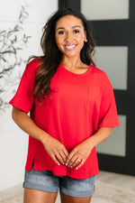 Hazel Blues® |  Take It Easy Slouchy Tee in Red