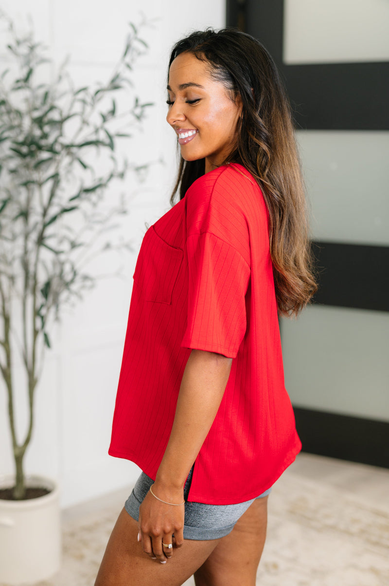 Hazel Blues® |  Take It Easy Slouchy Tee in Red