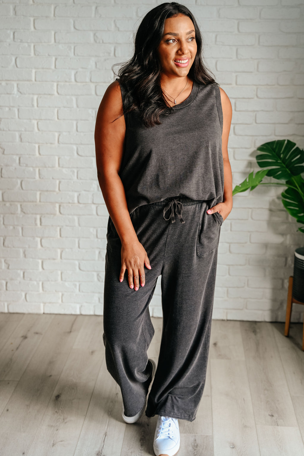 Hazel Blues® |  Taking It Easy Tank and Pants Set in Black