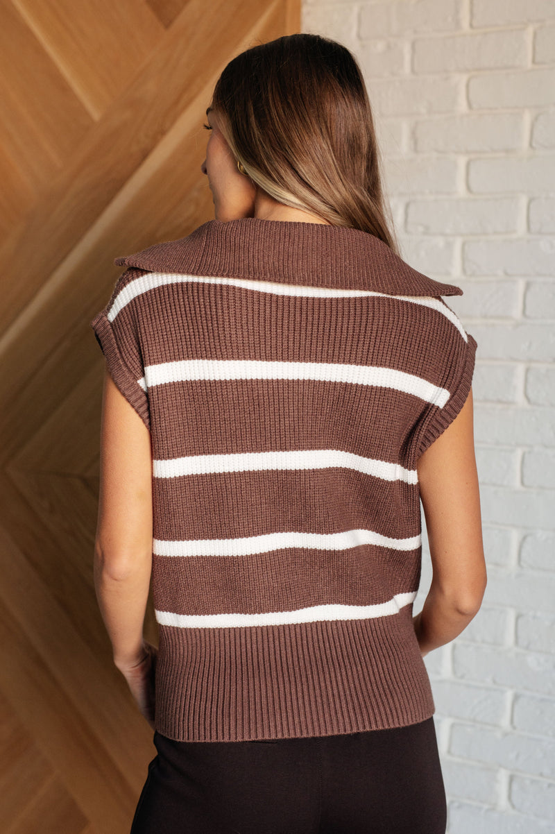 Hazel Blues® |  Tea Service 1/4 Zip Sleeveless Sweater