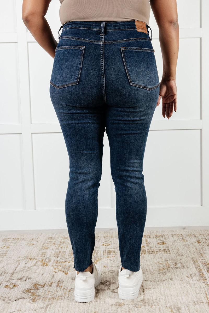 Hazel Blues® |  Tessa High Rise Control Top Step Hem Skinny Jeans