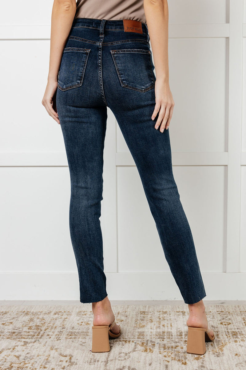 Hazel Blues® |  Tessa High Rise Control Top Step Hem Skinny Jeans