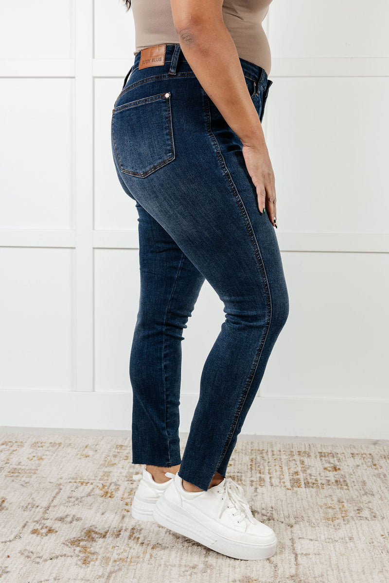 Hazel Blues® |  Tessa High Rise Control Top Step Hem Skinny Jeans