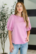 Hazel Blues® |  Textured Balloon Sleeve Blouse in Pink