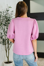 Hazel Blues® |  Textured Balloon Sleeve Blouse in Pink