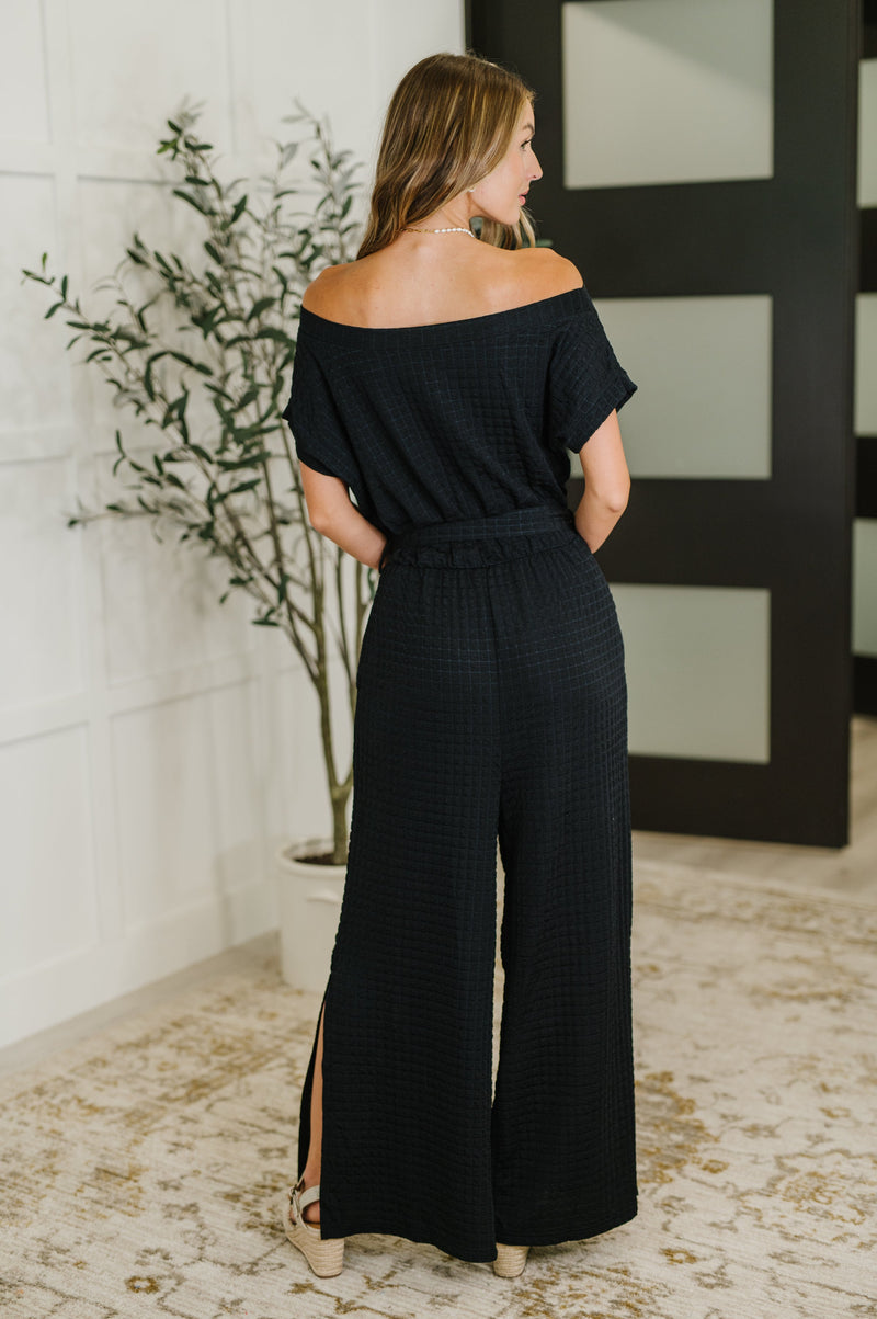 Hazel Blues® |  PREORDER: Textured Knit Jumpsuit in Black