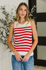 Hazel Blues® |  PREORDER: Textured Knit Tank in Red and White Stripe