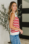Hazel Blues® |  PREORDER: Textured Knit Tank in Red and White Stripe
