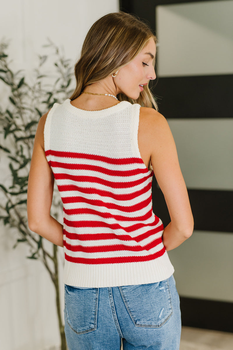 Hazel Blues® |  PREORDER: Textured Knit Tank in Red and White Stripe