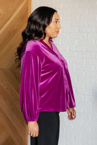 Hazel Blues® |  The Best Policy Velvet Balloon Sleeve Top