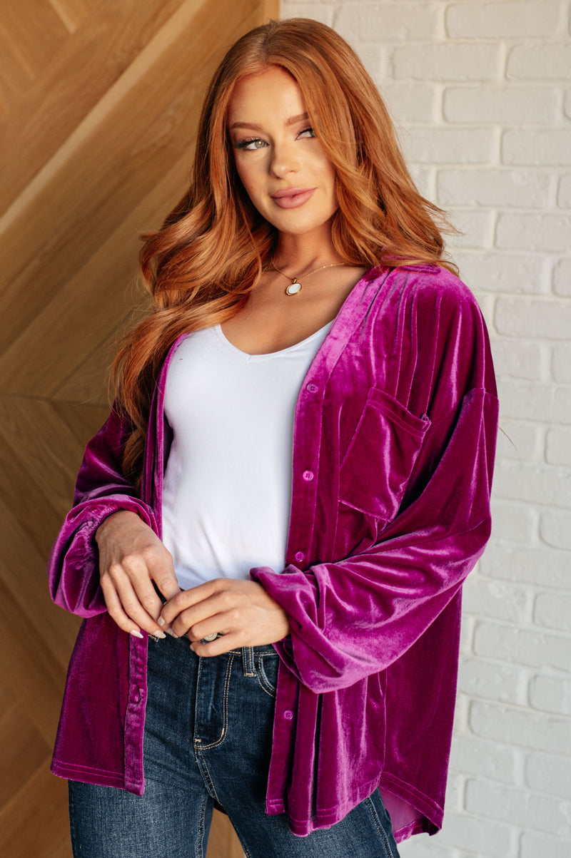 Hazel Blues® |  The Best Policy Velvet Balloon Sleeve Top