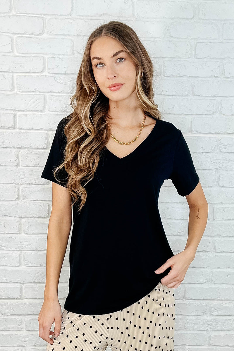 Hazel Blues® |  The Every Outfit Basic V-Neck Top in Black