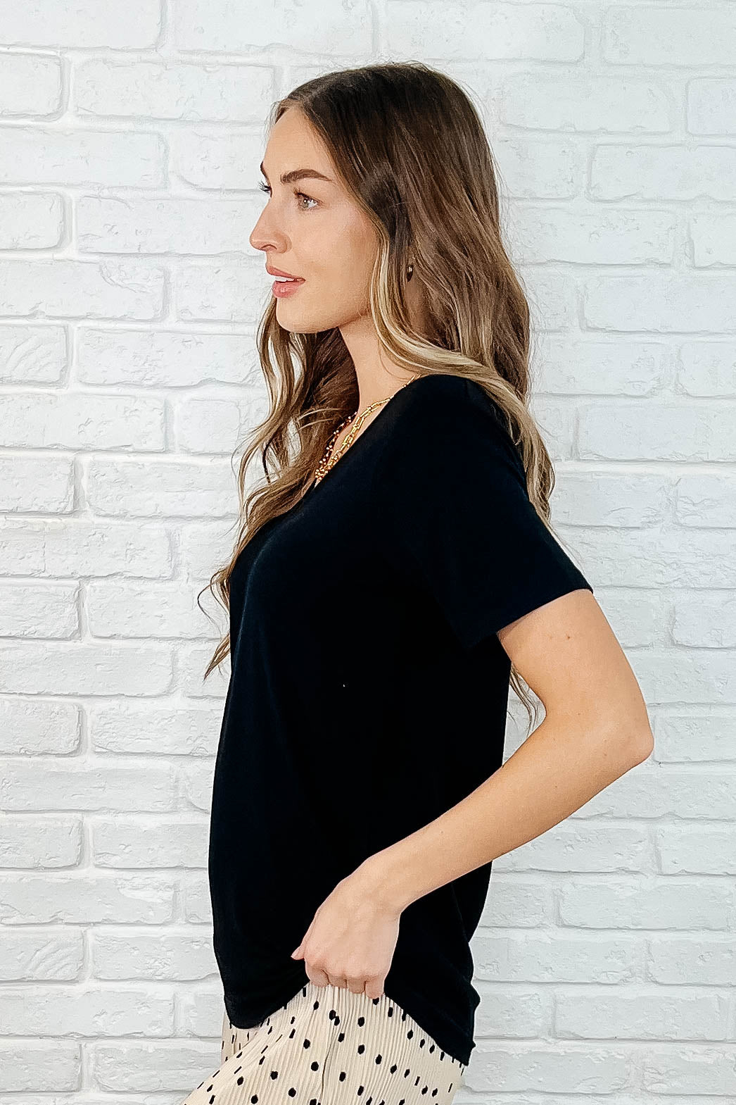 Hazel Blues® |  The Every Outfit Basic V-Neck Top in Black