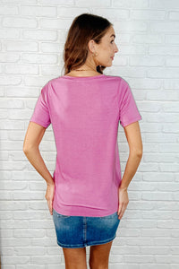 Hazel Blues® |  The Every Outfit Basic V-Neck Top in  Candy Pink