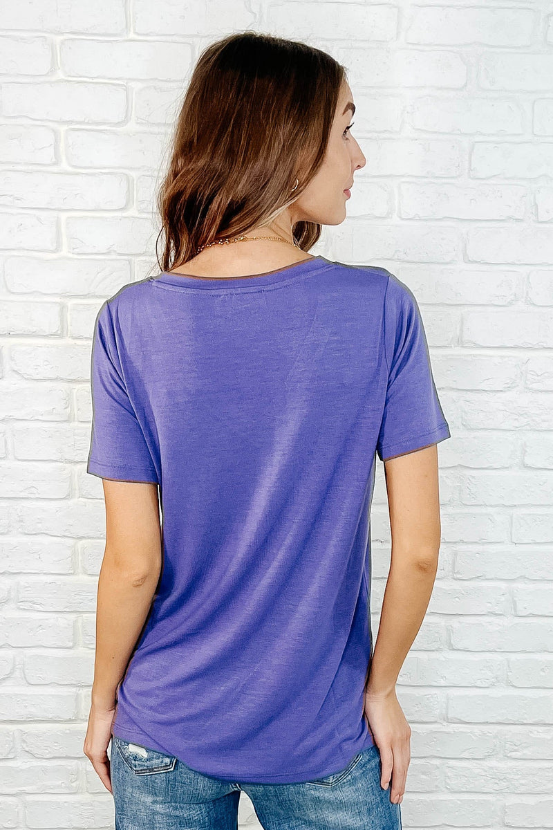 Hazel Blues® |  The Every Outfit Basic V-Neck Top in  Marlin