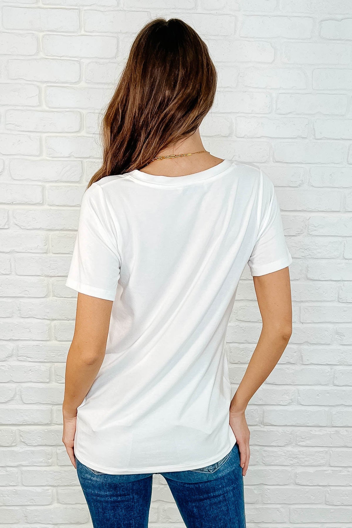 Hazel Blues® |  The Every Outfit Basic V-Neck Top in Off White