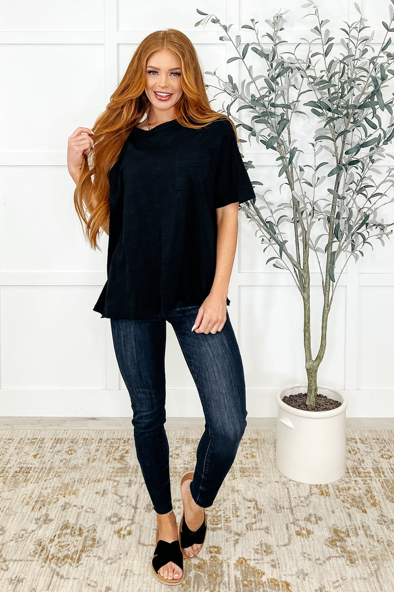 Hazel Blues® |  The Layback Relaxed Basic Tee in Black