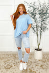 Hazel Blues® |  The Layback Relaxed Basic Tee in Light Blue
