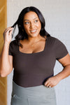 Hazel Blues® |  They're Not Like Us Square Neck Bodysuit in Espresso